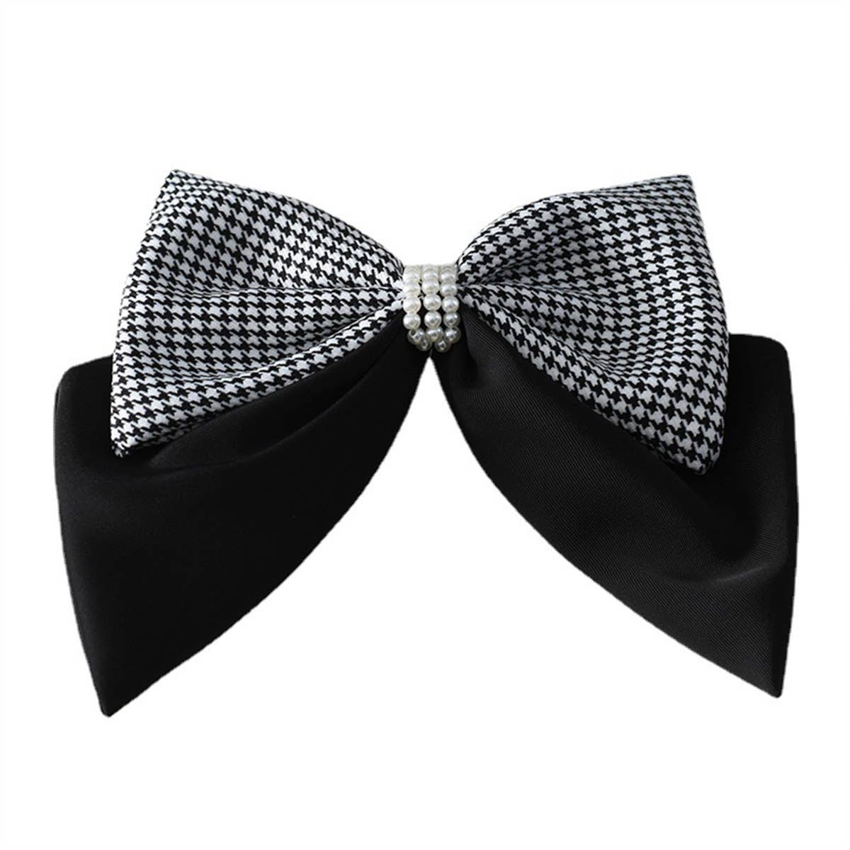 HOUNDSTOOTH FASHION BIG BOW HAIRPIN