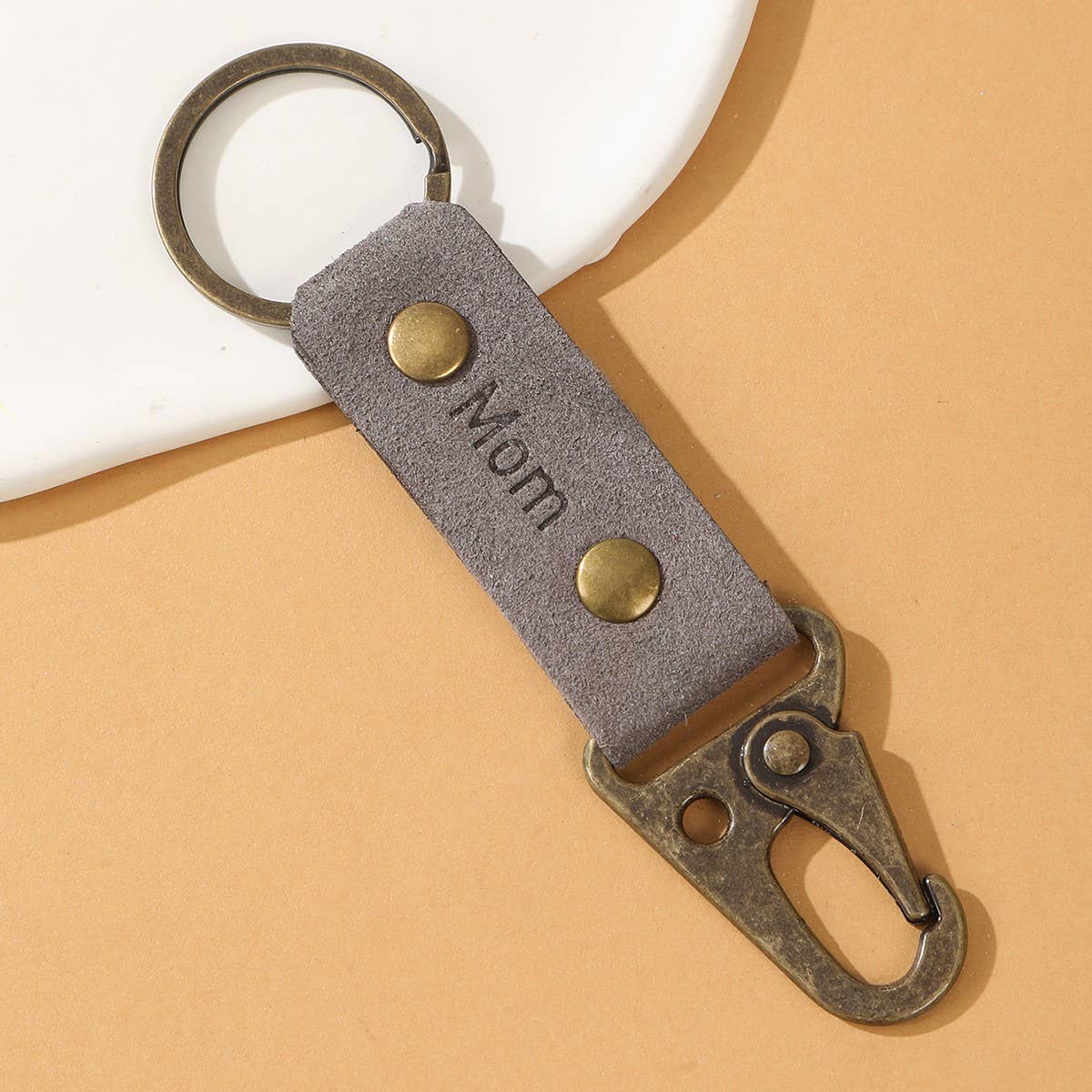 VINTAGE LEOPARD WEAVE LEATHER KEYCHAIN PENDANT