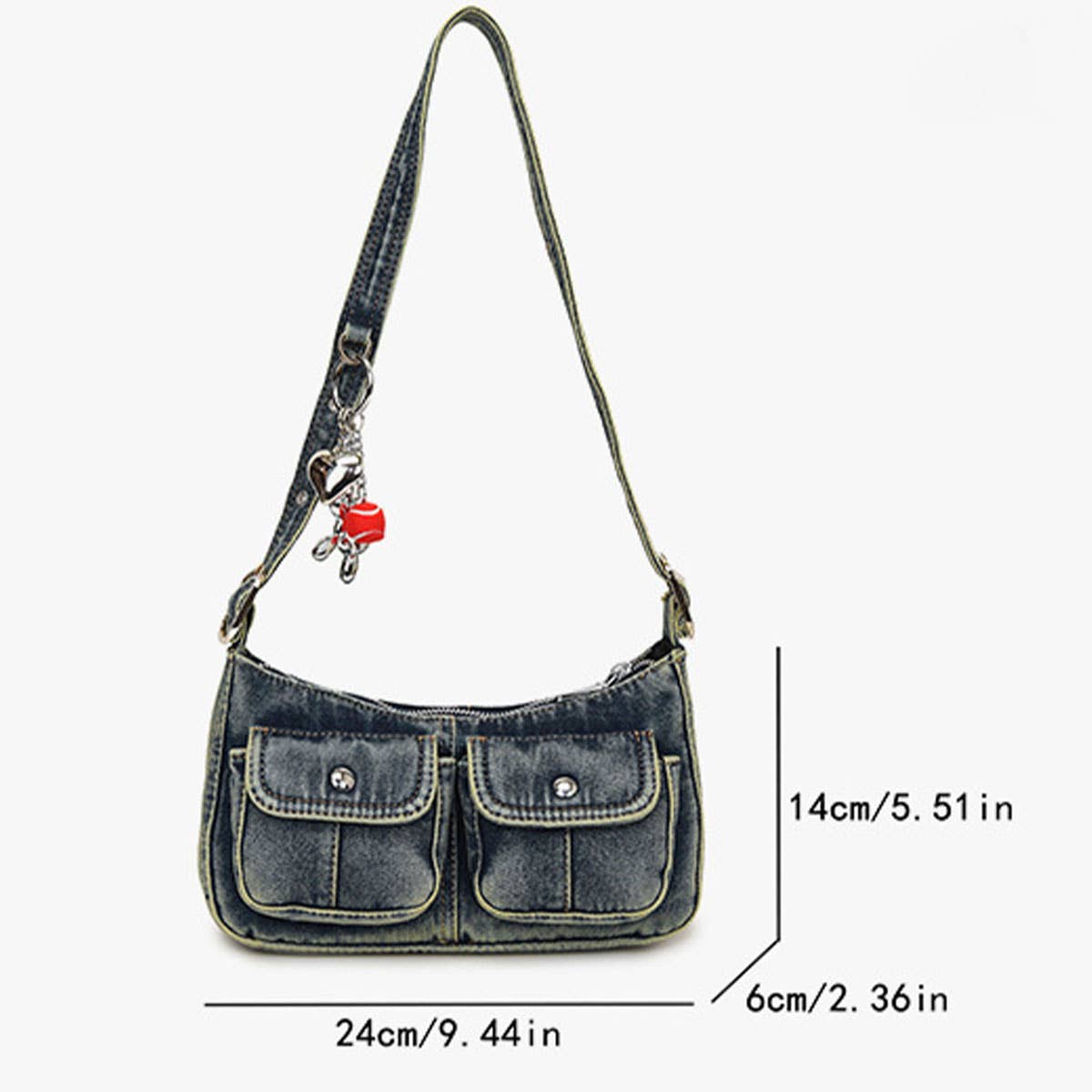Fashionable denim single-shoulder crossbody bag