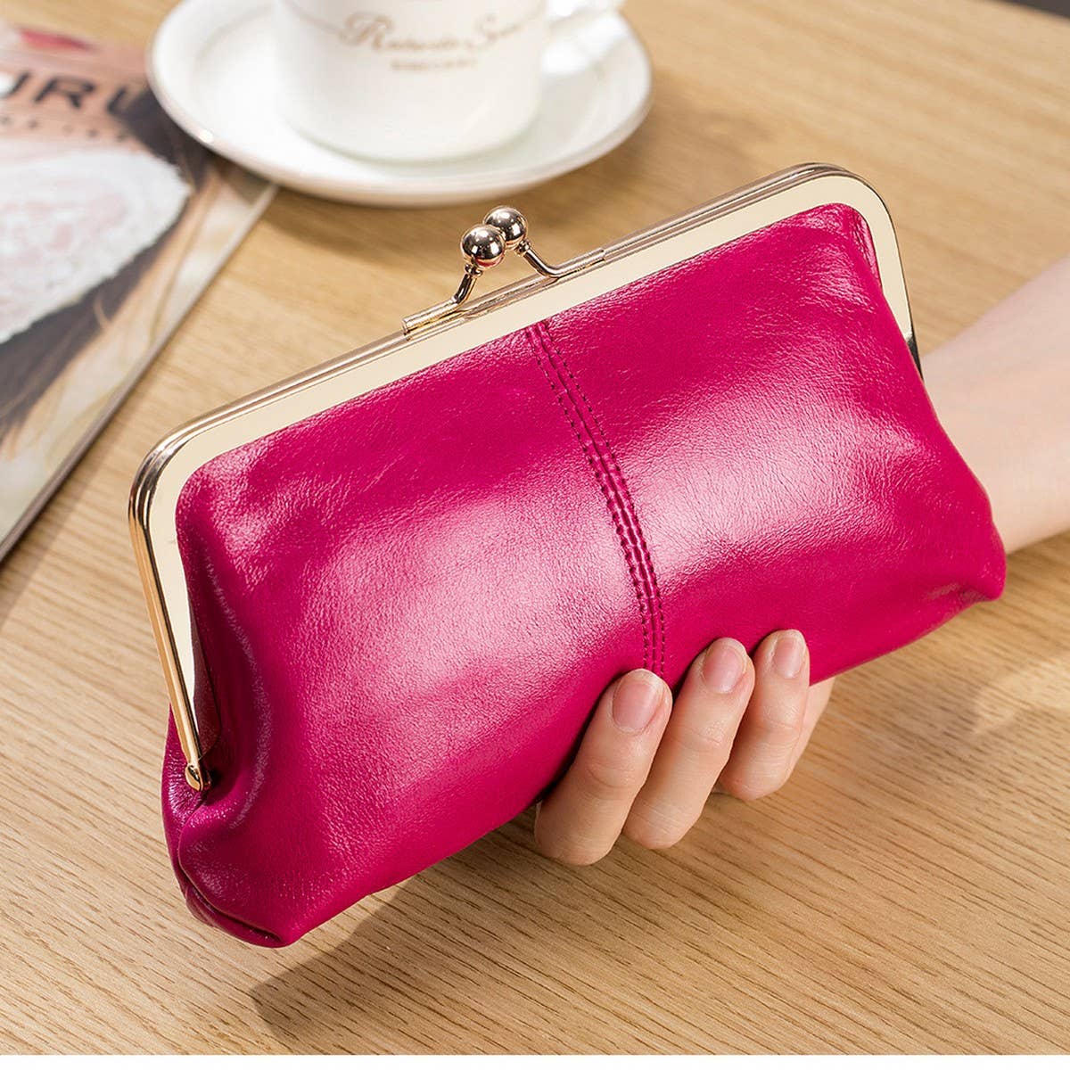 Women's Retro Long Leather Clutch Wallet Purse_CUAB00325