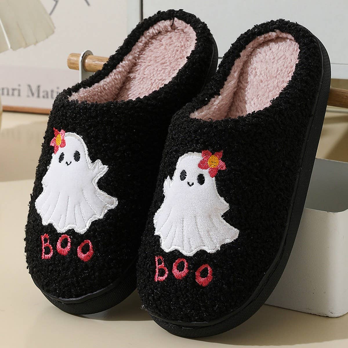 HALLOWEEN CUTE GHOST STYLE WARM COTTON SLIPPERS