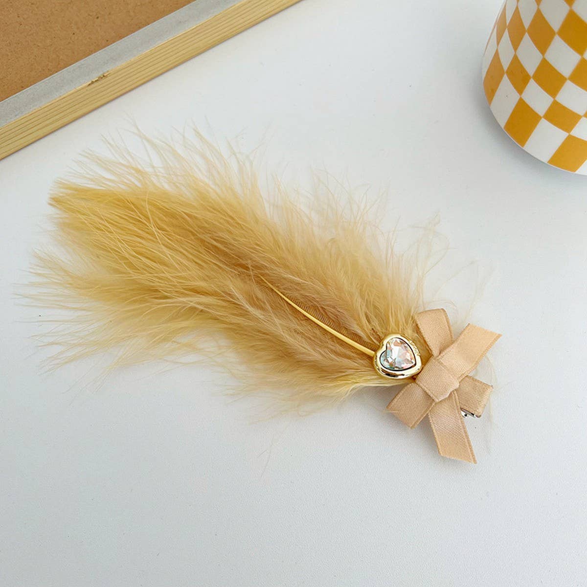 SUPER FAIRY TEMPERAMENT BOW FEATHER HAIRPINS_CWAHA1188