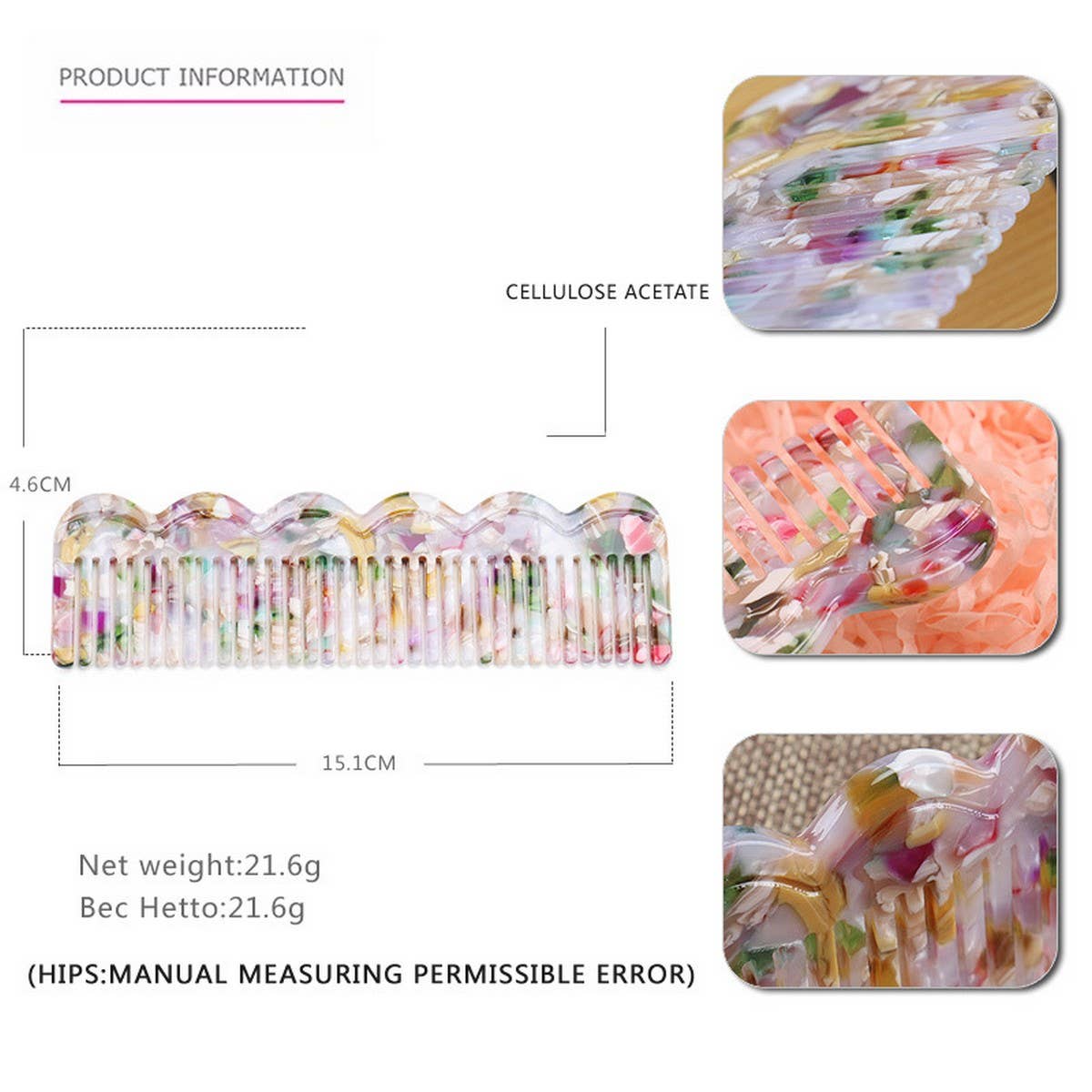 GRADIENT TEETH ACETATE COMB LEOPARD PRINT HAIRCOMB