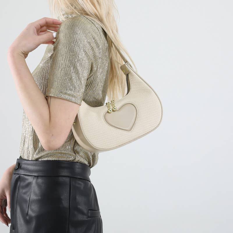 Solid-color simple heart-shaped underarm bag