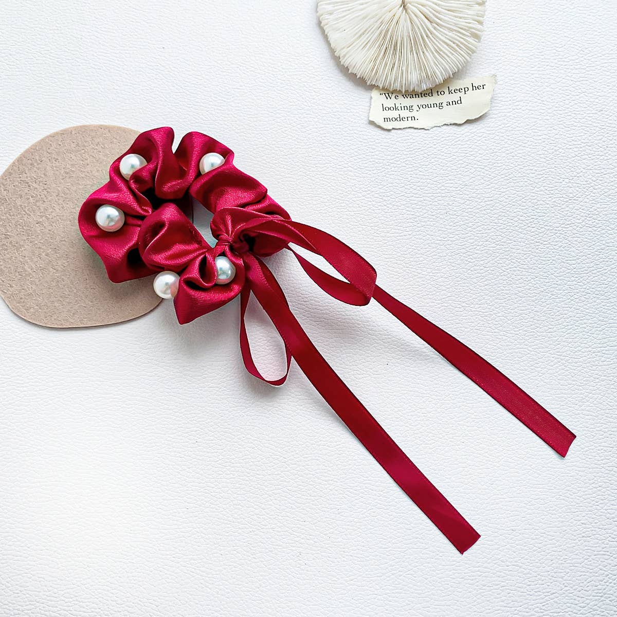 VINTAGE PEARL INTESTINE HAIR ROPE_CWAHA0807