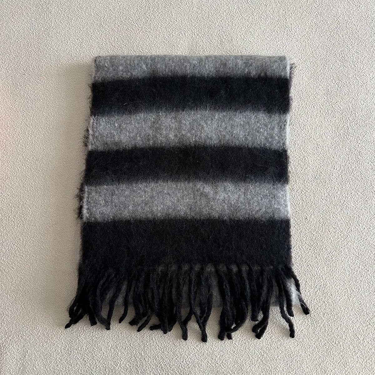 Blue-Brown Stripe Scarf - Thick Winter Wrap_CWASC2332