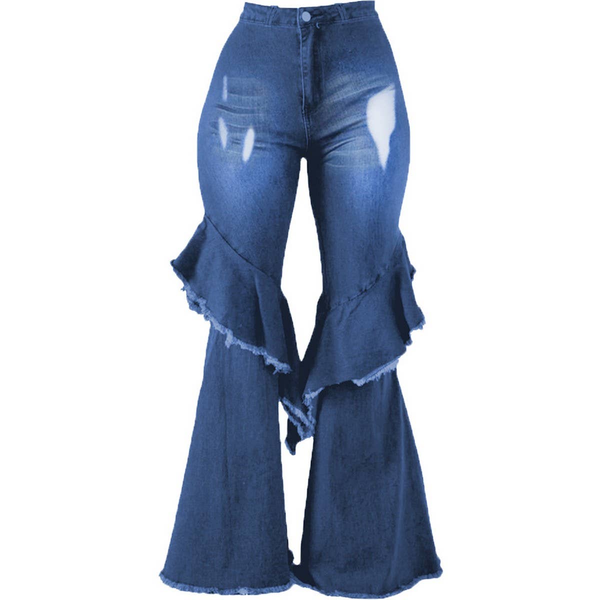 WOMEN FASHIONABLE WIDE LEG PANTS DENIM FLARED PANTS_CWJP0090