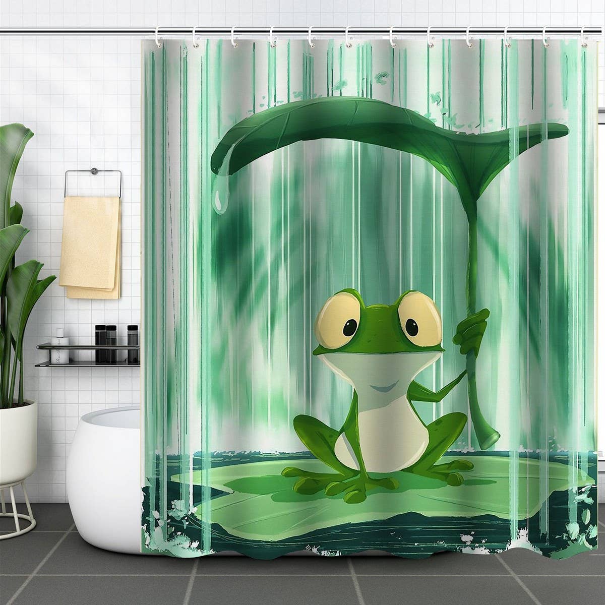 HOT SALE DIGITAL PRINTED FROG SHOWER CURTAIN