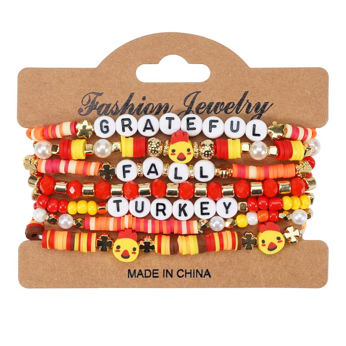 CWAJE05697_THANKSGIVING PUMPKIN MAPLE LEAF TURKEY BRACELET