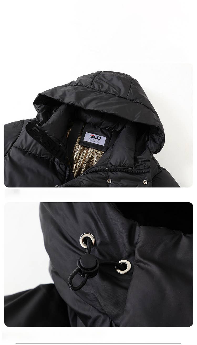 Knee-length,thick and loose cotton-padded jacket