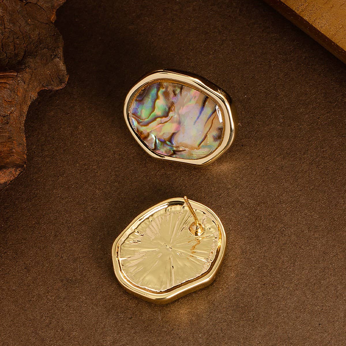 IRREGULAR ABALONE GEOMETRIC EARRINGS