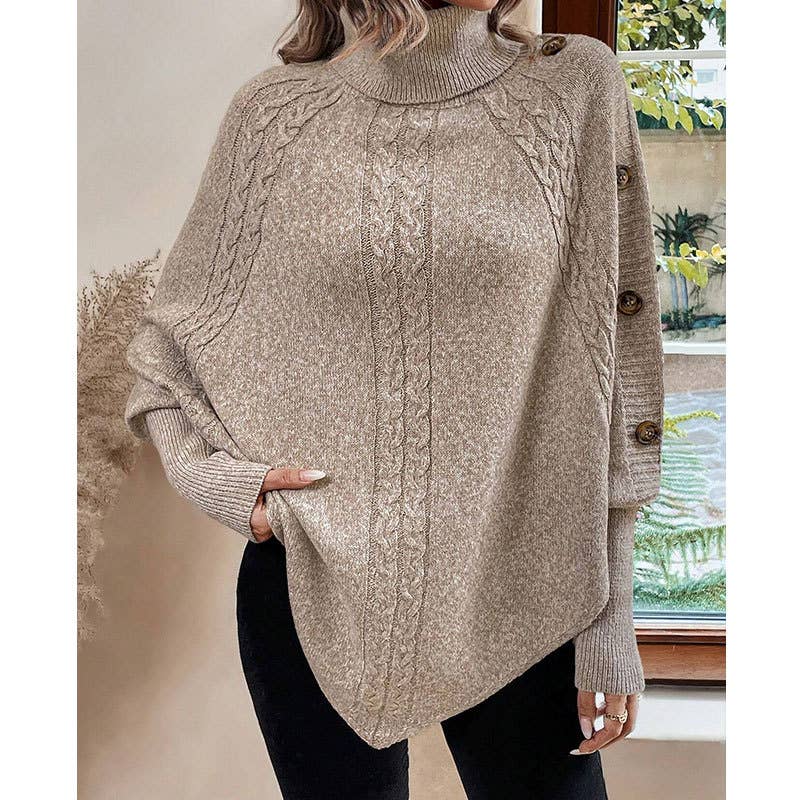 STYLISH HIGH-NECK LONG-SLEEVED BATSLEEVE KNITWEAR