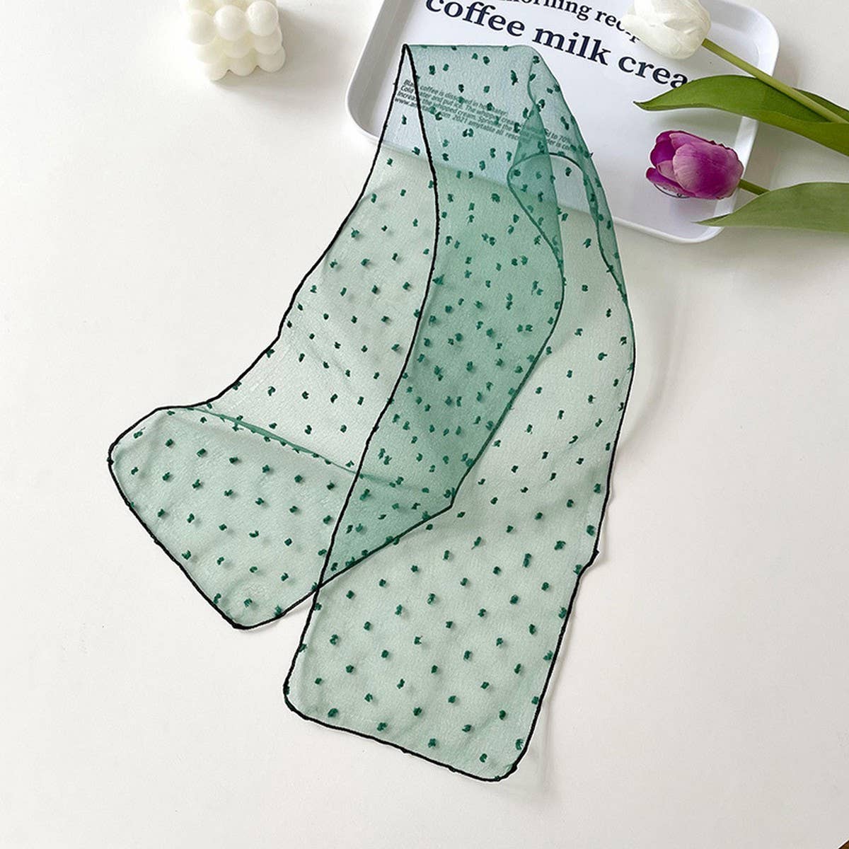 FASHIONABLE POLKA DOT BOW SCARF SCARF