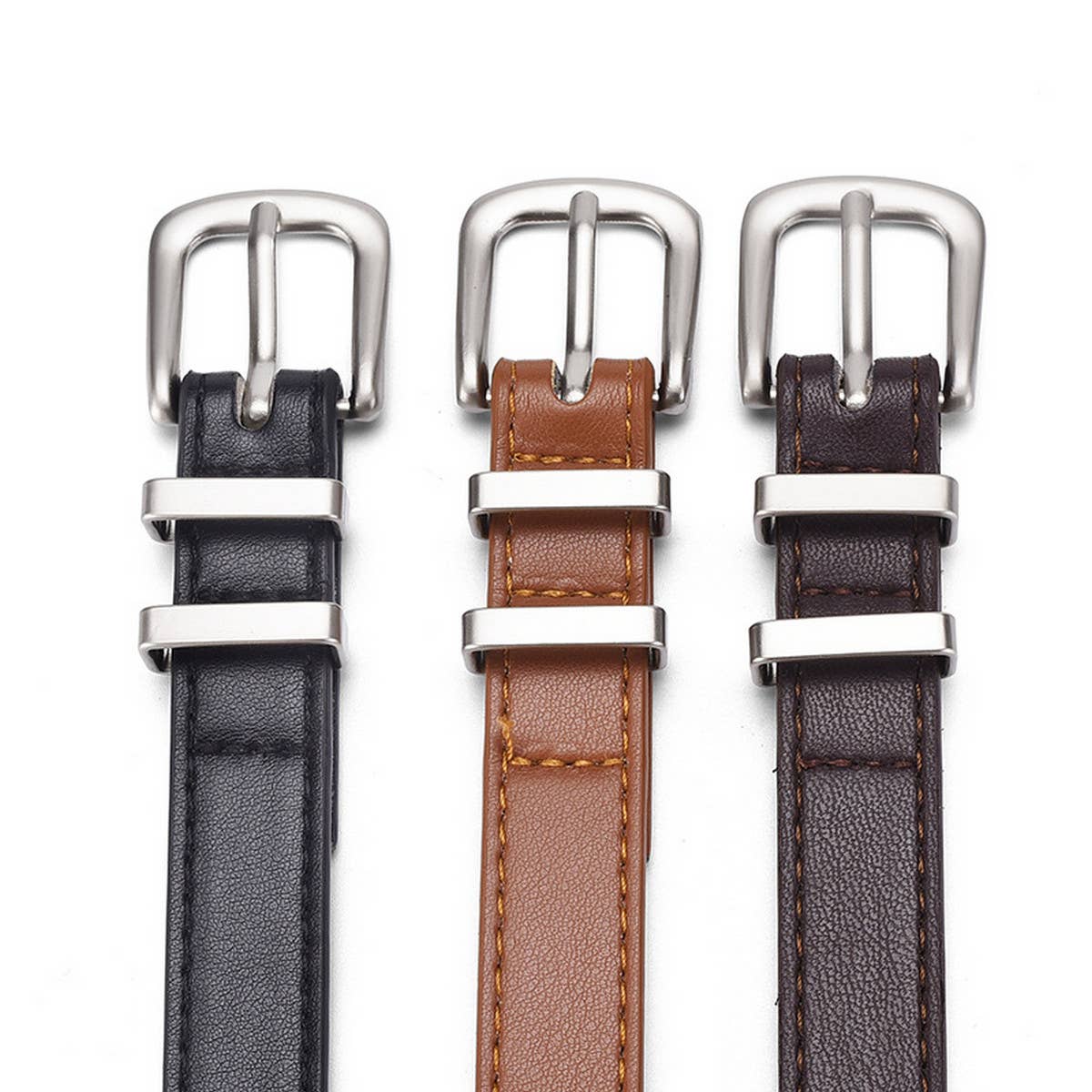 SIMPLE NEW MULTI-COLOR SILVER BUCKLE BELT_CWABE0586