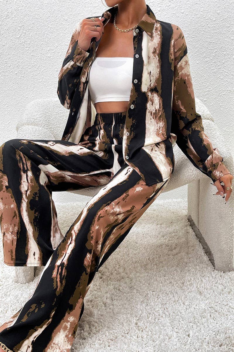 WOMENS CASUAL SUIT LONG SLEEVED TOP AND PANTS_CWTBLL0341