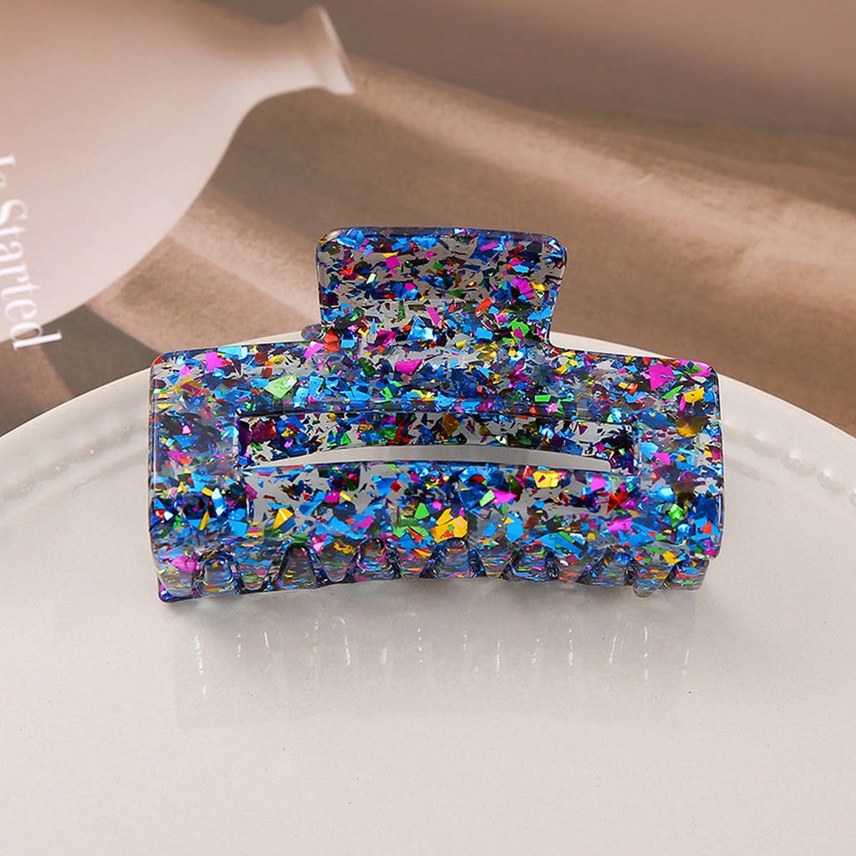 Acrylic Square Sequin Hollow Hair Claw_CWASC2488