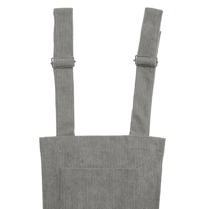 Solid-color basic corduroy adjustable overalls