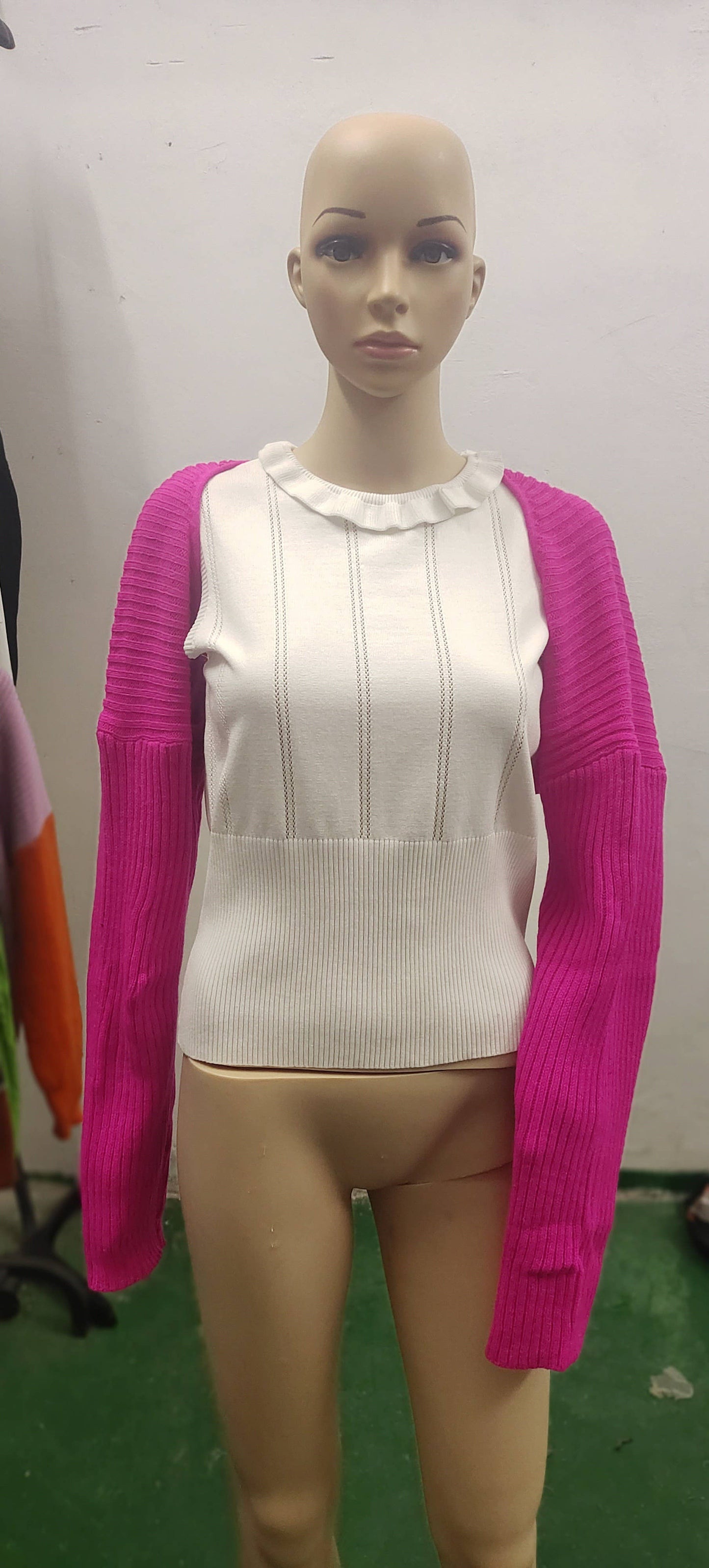 SEXY SOLID ULTRA SHORT LONG SLEEVE SWEATER JACKET