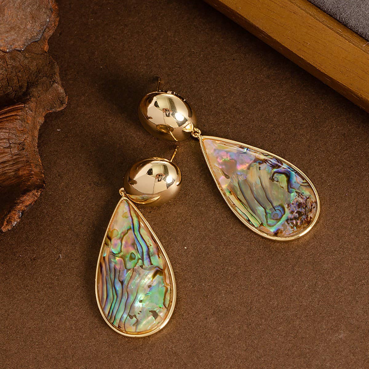 RETRO PERSONALITY ABALONE PENDANT EARRINGS_CWMM4330