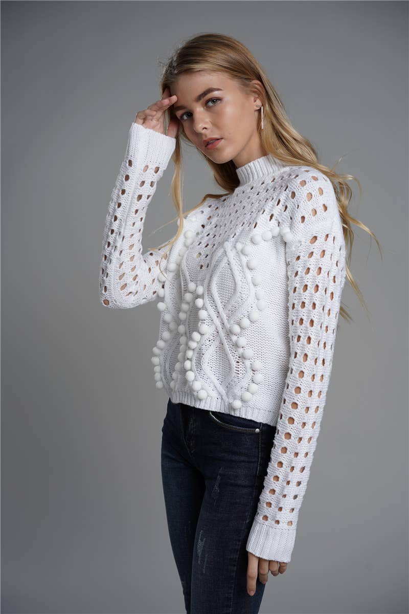 SOLID COLOR LOOSE KNIT CREWNECK PULLOVER SWEATER