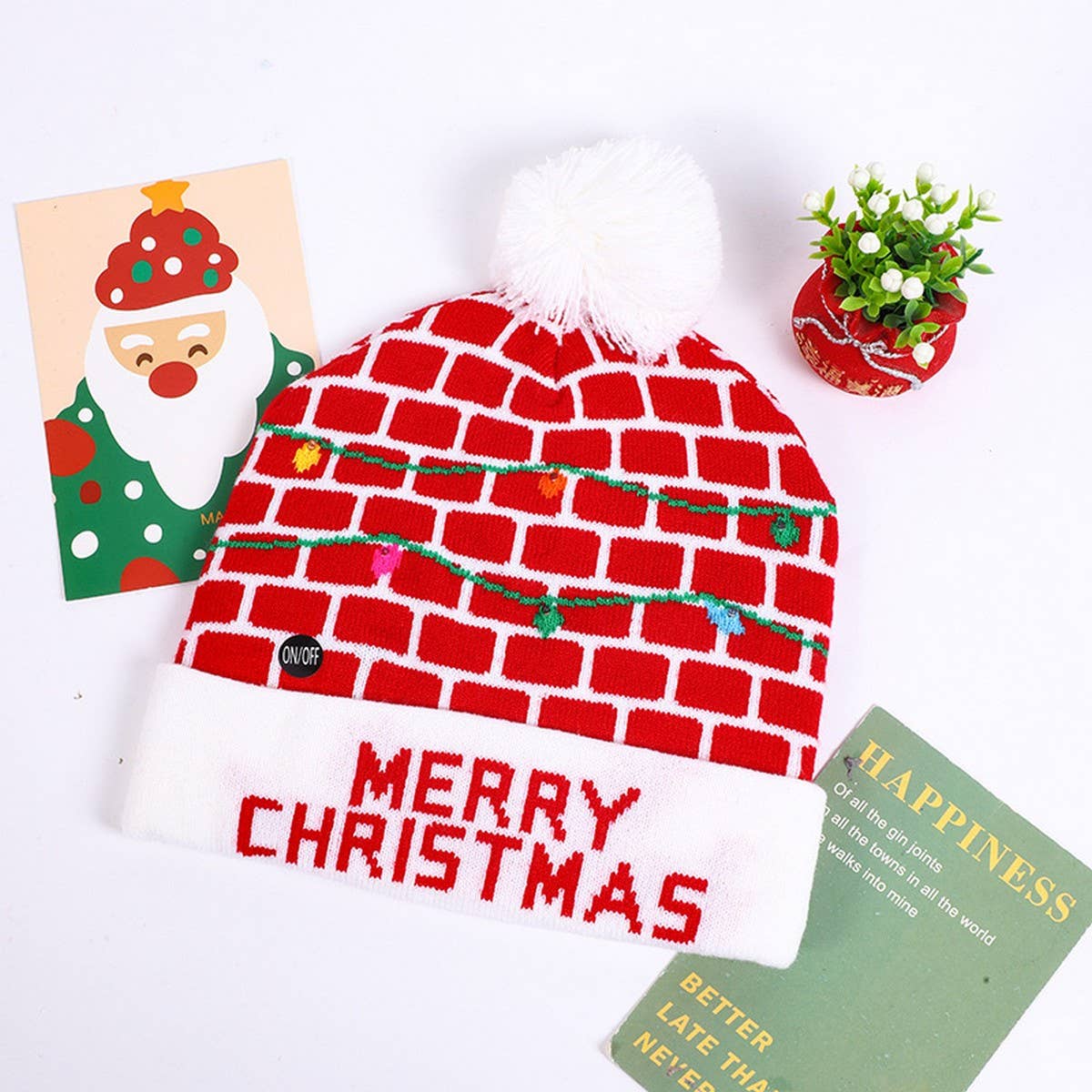 CHRISTMAS LED LIGHT GLOWING KNITTED CHRISTMAS HAT_CWAH2314