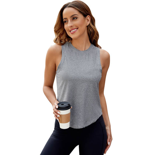 Round neck high spring fitness sports casual vest