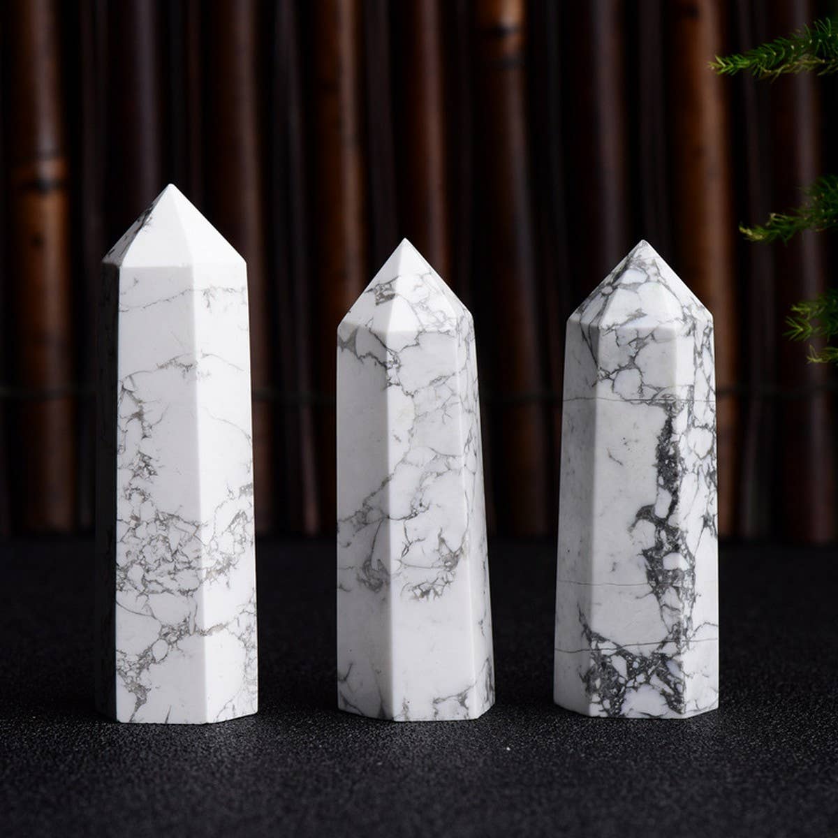 Natural White Turquoise Hex Crystal Tower