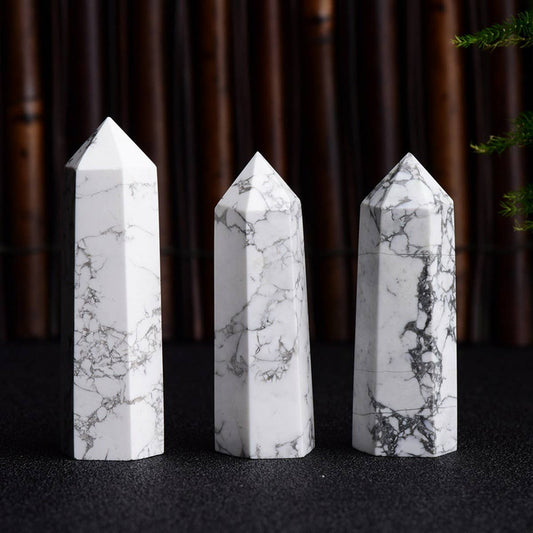 Natural White Turquoise Hex Crystal Tower