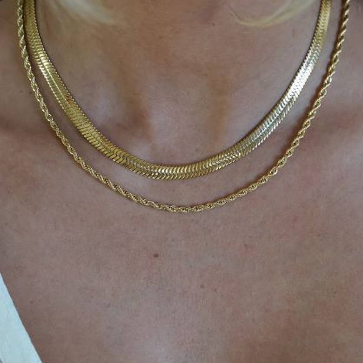 SNAKE CHAIN COMBINATION MULTI-LAYERED NECKLACE_CWMM3621