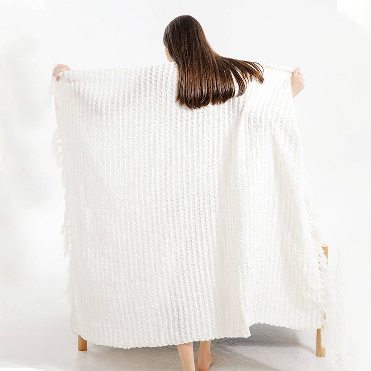 LIGHTWEIGHT COZY BRAIDED STRIPED THROW