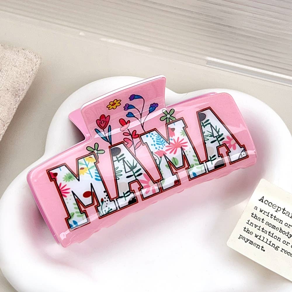 Flower rainbow acrylic large square shark clip