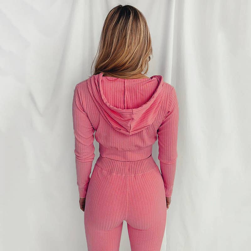 HOODED LONG-SLEEVED SLIM-FIT ATHLEISURE SUIT