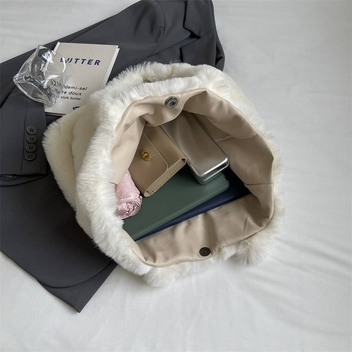 WINTER CUTE CASUAL HANDBAG SHOULDER PLUSH BAG_CWAB3939