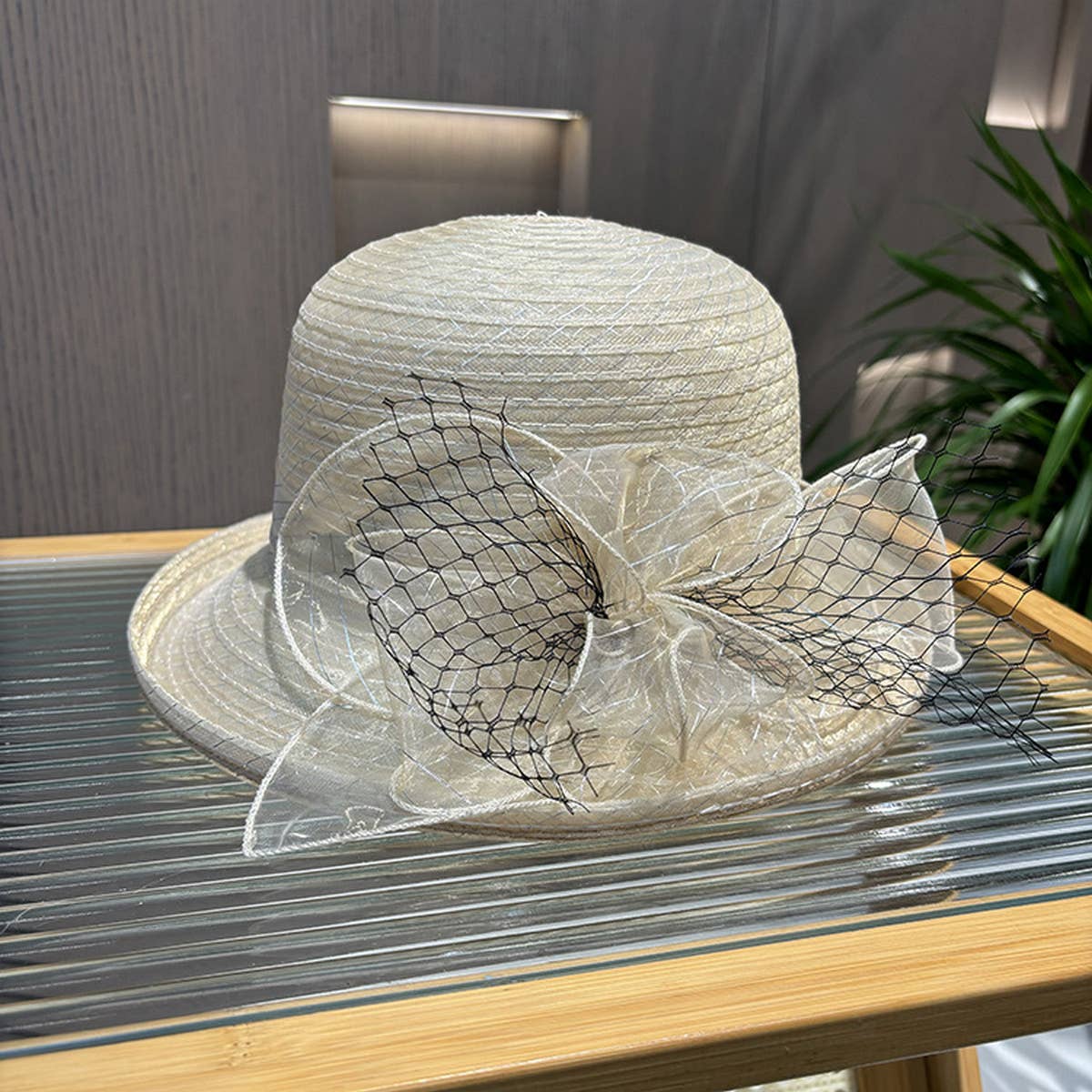 FASHIONABLE CURLED MESH FLOWER BUCKET HAT_CWAH1211