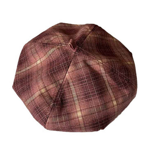 VINTAGE BRUSHED COTTON CHECK BERET_CWAB2910