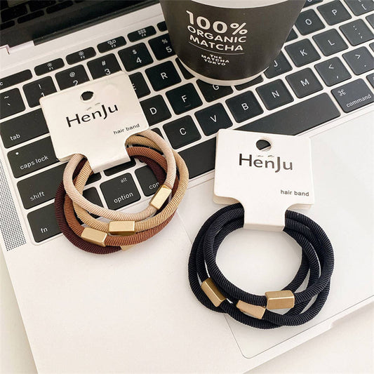 4PCS/SET FASHION STRETCHY ELASTIC SIMPLE HAIR TIES_CWAHA0338