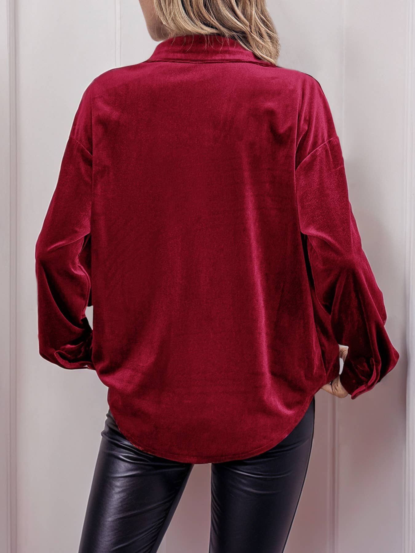 LONG SLEEVE LAPEL VELVET SINGLE-BREASTED SHIRT