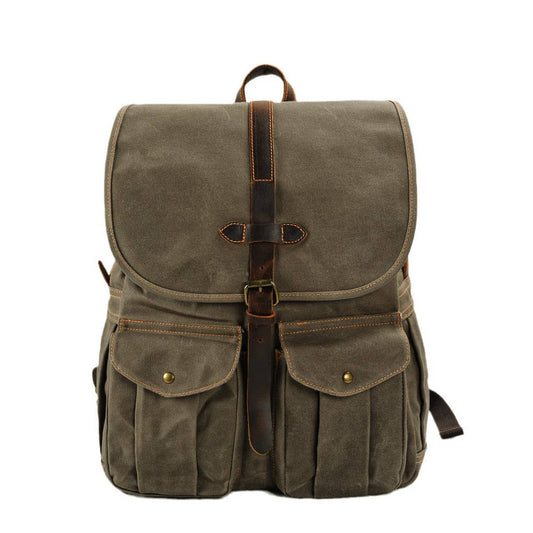 Waterproof Waxed Canvas Hiking Laptop Backpack_CWAB5541