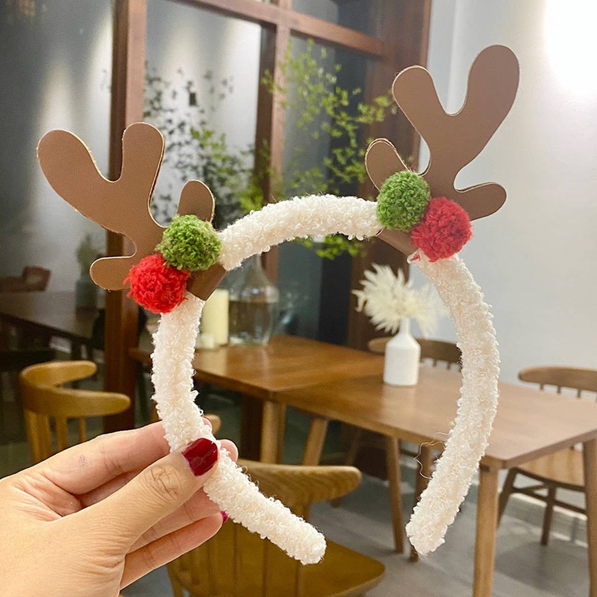 CWMM10425_PLUSH REINDEER ANTLER HEADBAND CHRISTMAS COSTUME