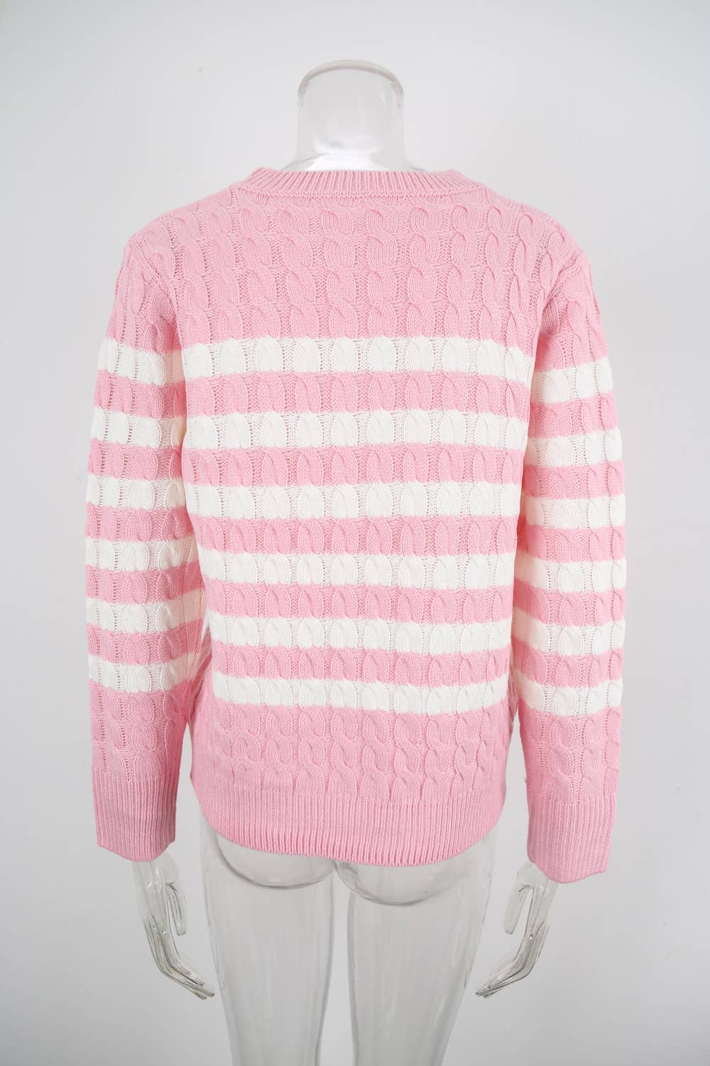 Twisted and color-blocked round-neck sweater