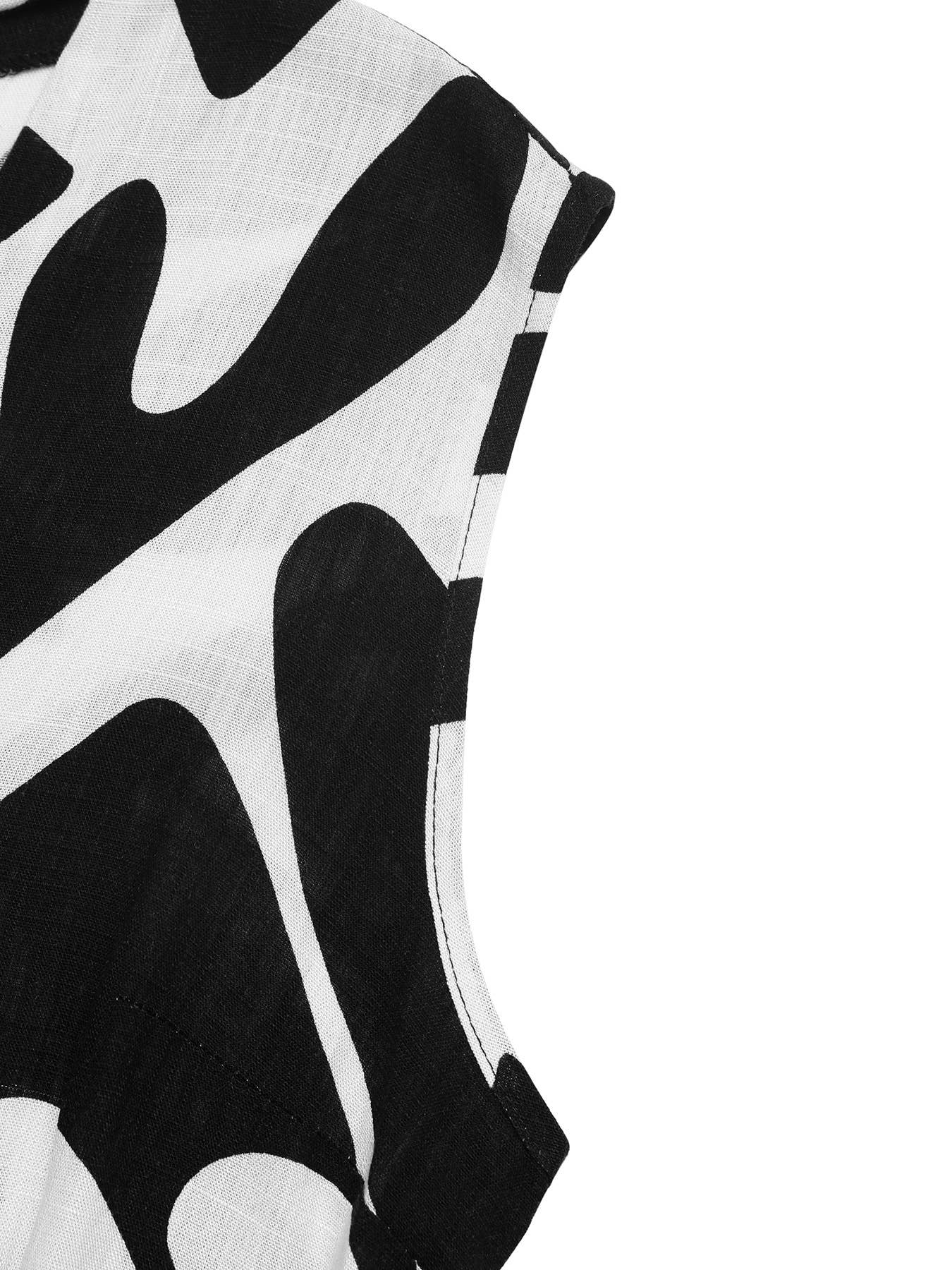 V-neck commuter sleeveless printed jumpsuit