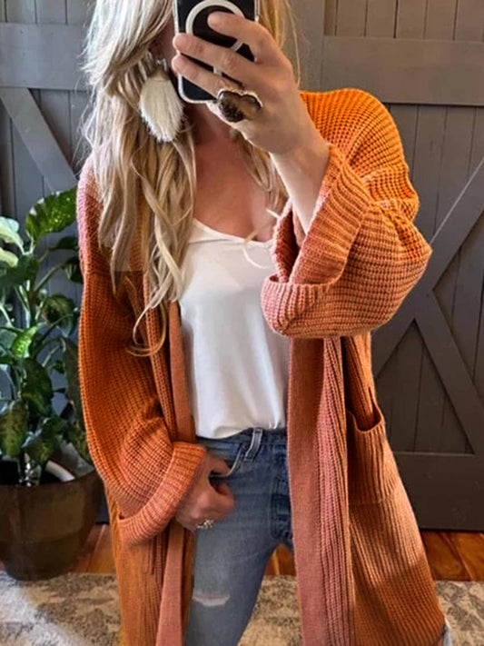Solid-color casual loose knitted cardigan