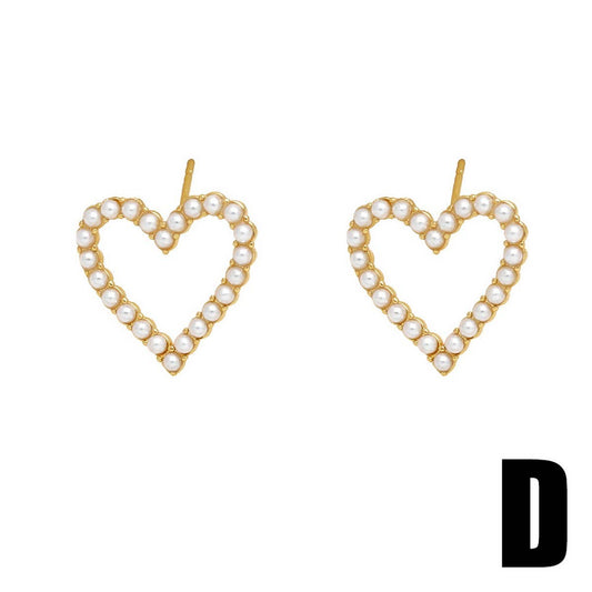 HEART SHAPED PEARL GOLD-PLATED EARRINGS