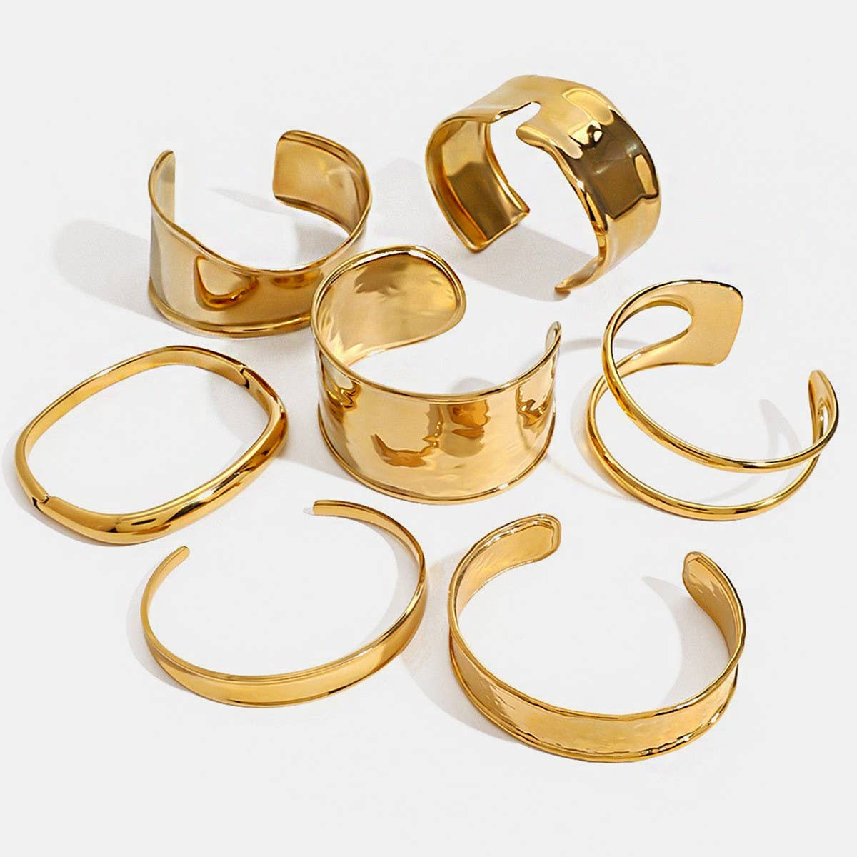 Gold Stainless Steel Pearl Open Cuff Bracelet