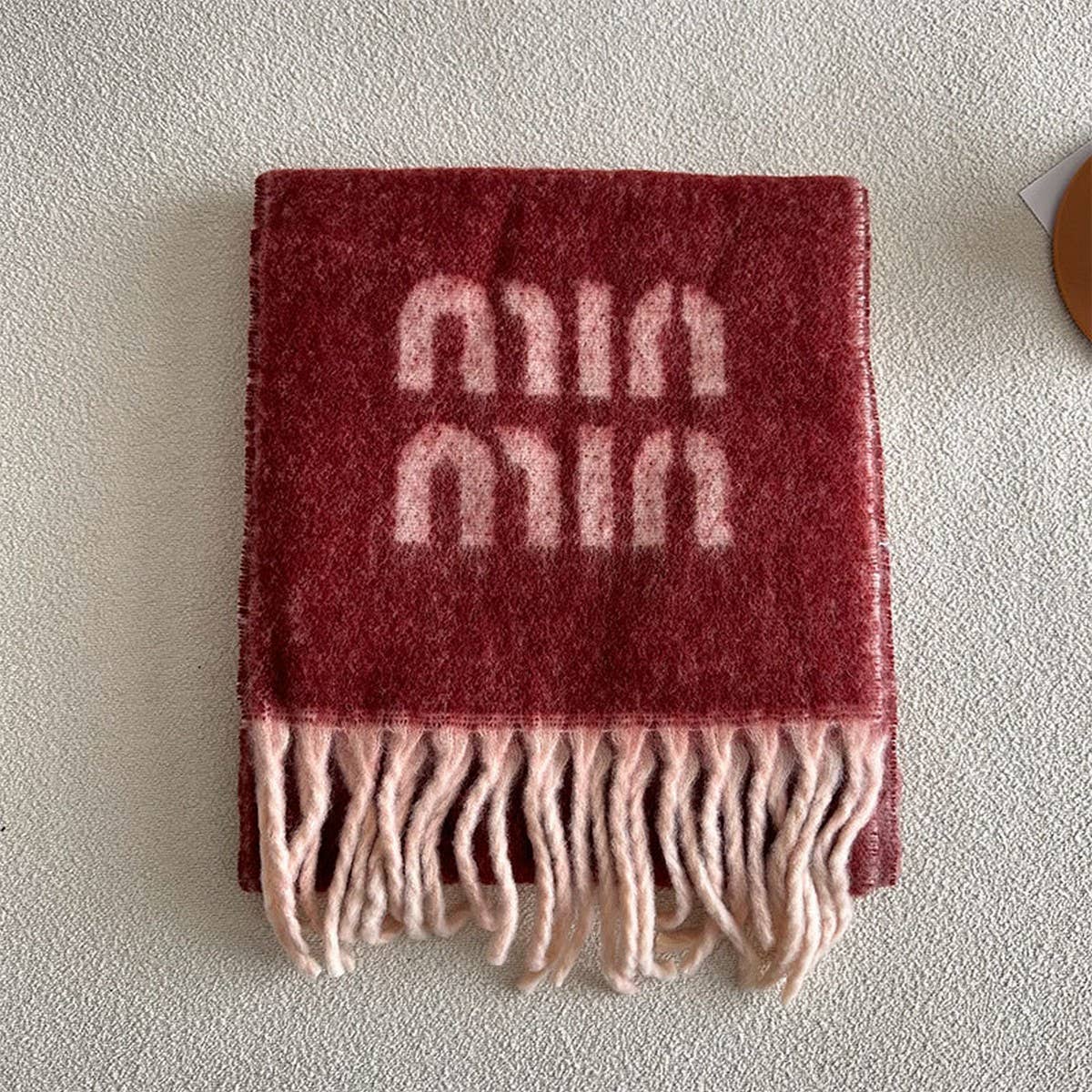 Letter Jacquard Wool Blend Reversible Scarf