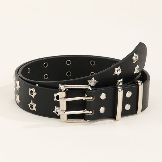 Double-row starry air eye punk style riveted belt