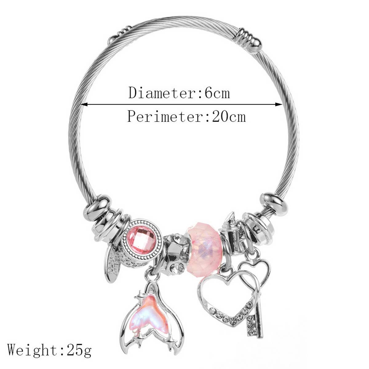 Trendy Stainless Steel Mermaid Tail Heart Bracelet