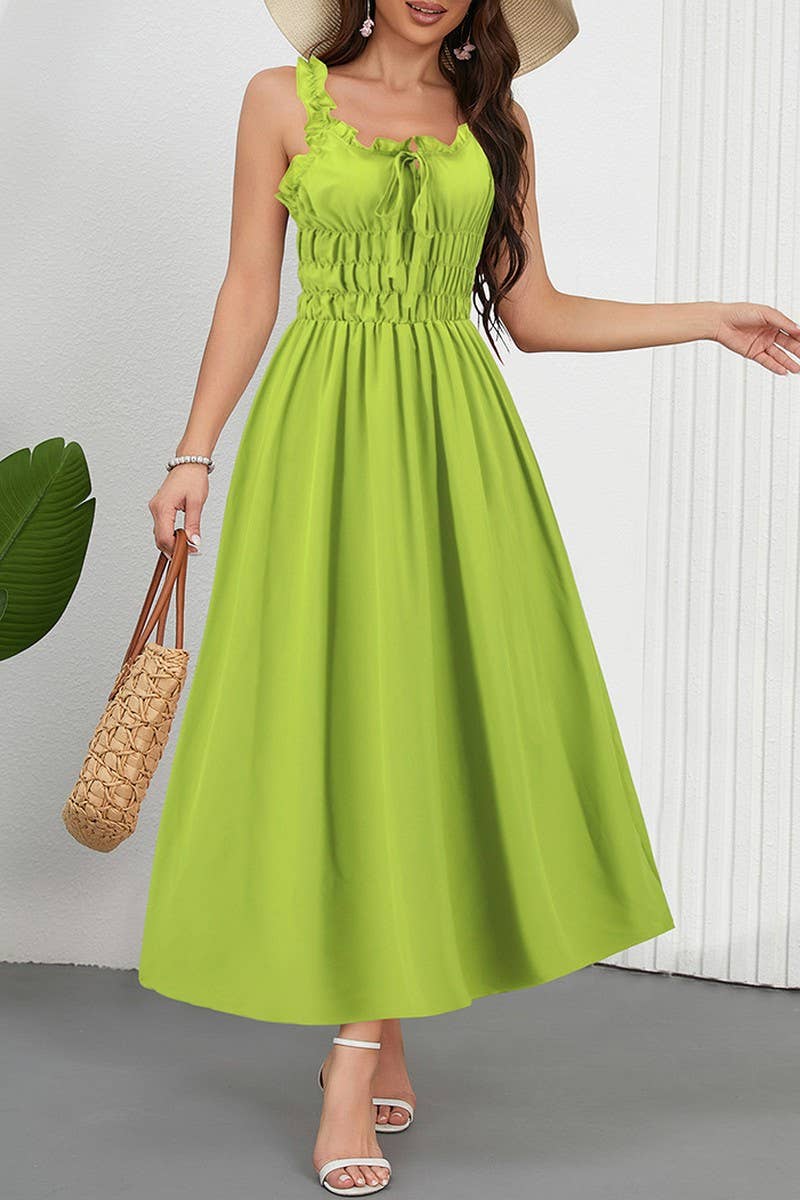 CWDMD6206_CASUAL SOLID COLOR WAIST TIE CAMI MAXI DRESS