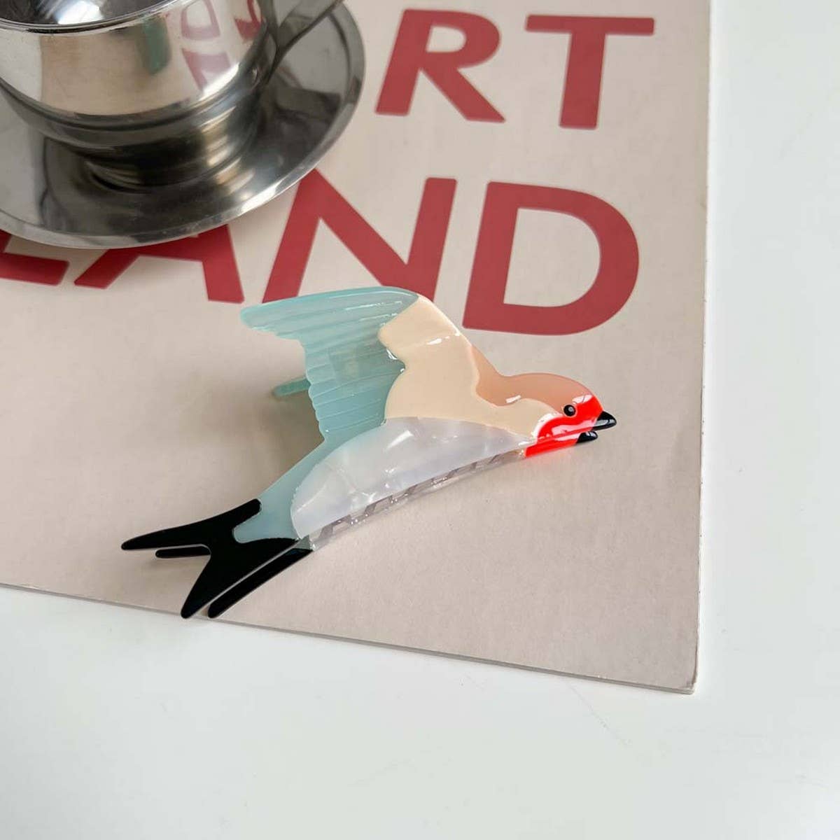 Bird Hair Claw??œAcetate Swan Peacock & Swallow Clip_CWAHA5763