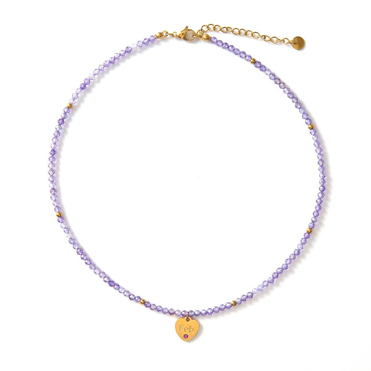 12-Month Cut Stone Necklace with Heart Pendant_CWMM8851